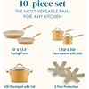 image:imageRachael Ray Cucina Ceramic Nonstick Pots and Pans Set with Saucepans Frying Pans Stockpot Lids and Pan Protectors 10 Piece Non Stick Cookware Set Dishwasher Safe  Turmeric YellowTurmeric Yellow