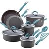 image:imageRachael Ray Cucina Hard Anodized Nonstick Cookware Pots and Pans Set 12 Piece Gray with Blue Handles amp Ray Bakeware Nonstick Cookie Pan Set 3Piece Gray with Marine Blue Grips