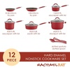 image:imageRachael Ray Cucina Nonstick Cookware Set 12 Piece Cranberry Red  Rachael Ray Create Delicious Stock Pot 12 Quart Red