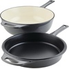 image:imageRachael Ray Enameled Cast Iron 3in1 Dutch Oven with SkilletSaute Combo 4 Quart GrayGray