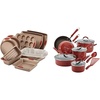 image:imageRachael Ray 52410 Cucina Nonstick Bakeware Set with Baking Pans Baking Sheets Cookie Sheets Cake Pan and Bread Pan  10 Piece amp Cucina Nonstick Cookware Pots and Pans Set 12 Piece Cranberry Red