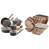 image:imageRachael Ray Cucina HardAnodized Aluminum Nonstick Pots and Pans Cookware Set 12Piece Gray Cranberry Red Handles with Rachael Ray 52410 10Piece Steel Bakeware Set Cranberry Red