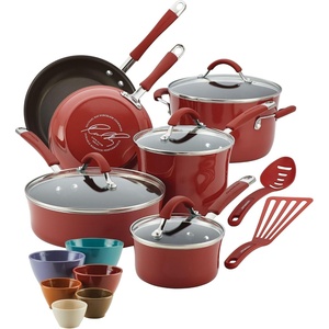 image:image18Piece Nonstick Cookware and Prep Bowl Set Red