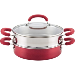 image:imageRachael Ray 12020 Create Delicious Nonstick Sauce Pan  Saucepan with Straining and Lid 3 Quart  Teal ShimmerRed Shimmer