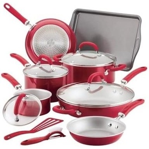 image:imageRachael Ray Create Delicious 13pc Aluminum Nonstick Cookware Set Red