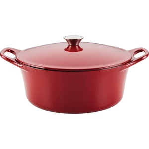 image:imageRachael Ray Enameled Cast Iron 3in1 Dutch Oven with SkilletSaute Combo 4 Quart GrayRed