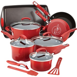image:imageRachael Ray Hard Enamel Nonstick Cookware Set 14pc  Red