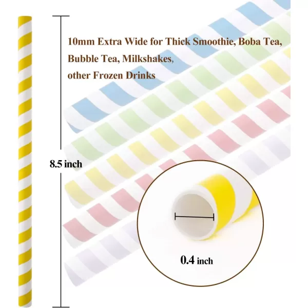 image100 Pack Extra Wide Paper Smoothie Boba Straws  10 mm Wide Biodegradable Straws for Bubble Tea Tapioca Boba Pearls Milkshakes Jumbo Drinks  Shower Wedding Party Supplies Decorations
