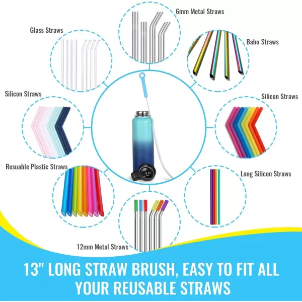 image16quot Bottle Brush Cleaner for Water Bottle  Long Handle Bottle Brush for Cleaning Narrow Neck Sport BottlesBeer Bottle and Jugs Set of 2Blue