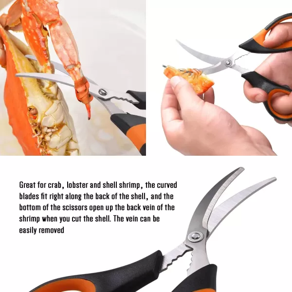 image4Person Seafood Tools Set includes 2 Crab Crackers 4 Lobster Shellers 4 Crab Leg ForksPicks and 1 Seafood Scissors  Nut Cracker Set