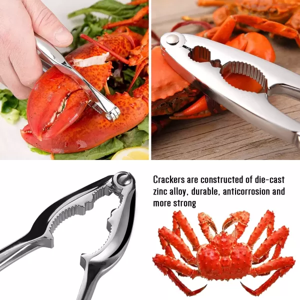 image4Person Seafood Tools Set includes 2 Crab Crackers 4 Lobster Shellers 4 Crab Leg ForksPicks and 1 Seafood Scissors  Nut Cracker Set