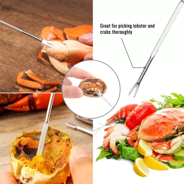 image4Person Seafood Tools Set includes 2 Crab Crackers 4 Lobster Shellers 4 Crab Leg ForksPicks and 1 Seafood Scissors  Nut Cracker Set
