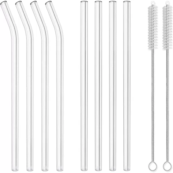image8 Pack Reusable Glass Drinking Straws  10quot x 10 mm  Smoothie Straws for Milkshakes Frozen Drinks Smoothies Bubble Tea  Environmentally Friendly