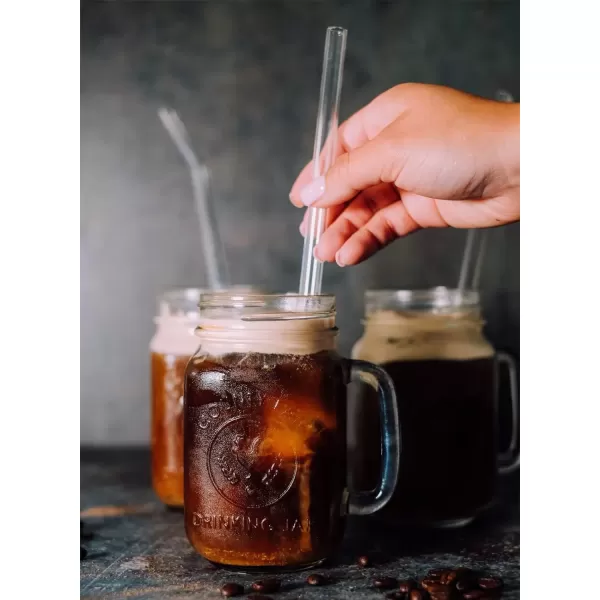 image8 Pack Reusable Glass Drinking Straws  10quot x 10 mm  Smoothie Straws for Milkshakes Frozen Drinks Smoothies Bubble Tea  Environmentally Friendly