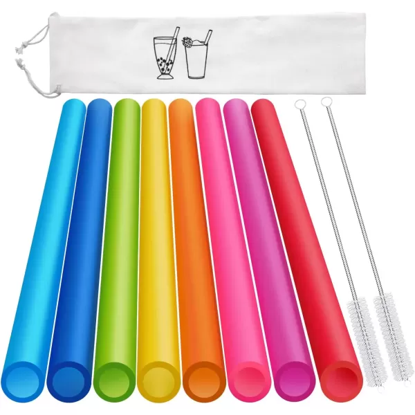 image8 Pcs Extra Wide Reusable Boba Straws with 1 Bag ampamp 2 Brushes  BPA FREE Multicolor Big Jumbo Large Plastic Straws for Smoothies Bubble TeaTapioca Boba Pearls Milkshakes