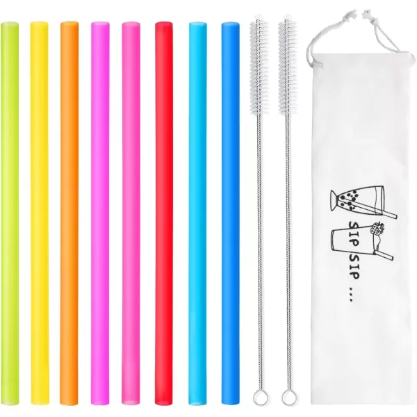 image8 Pcs Extra Wide Reusable Boba Straws with 1 Bag ampamp 2 Brushes  BPA FREE Multicolor Big Jumbo Large Plastic Straws for Smoothies Bubble TeaTapioca Boba Pearls Milkshakes