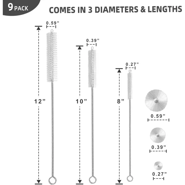 image9Piece Straw Cleaner Brush Kit for Stanley  3Size Extra Long Pipe Cleaners Straw Cleaning Brush for Tumbler Sippy Cup Bottle and Tube