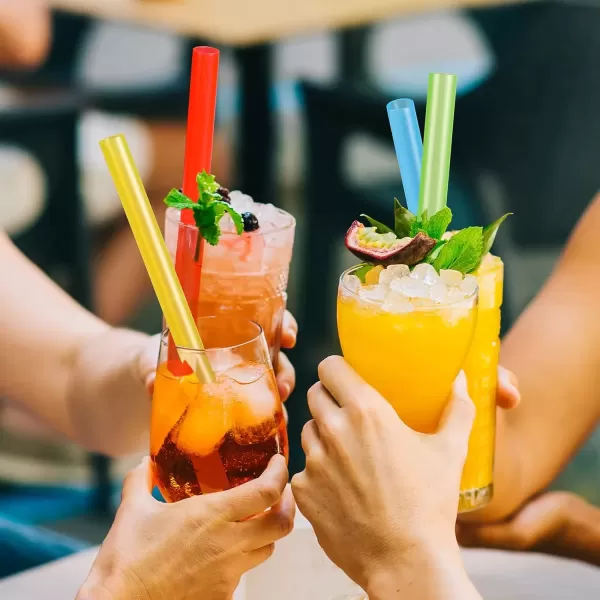 imageAngled Tips 12 Pcs Wide Reusable Bubble Tea Straws with 4 Brushes  Multi Colors Jumbo Smoothie Straws BPA FREE Plastic Straws for Bubble Tea Tapioca Pearls Milkshakes12 Colors