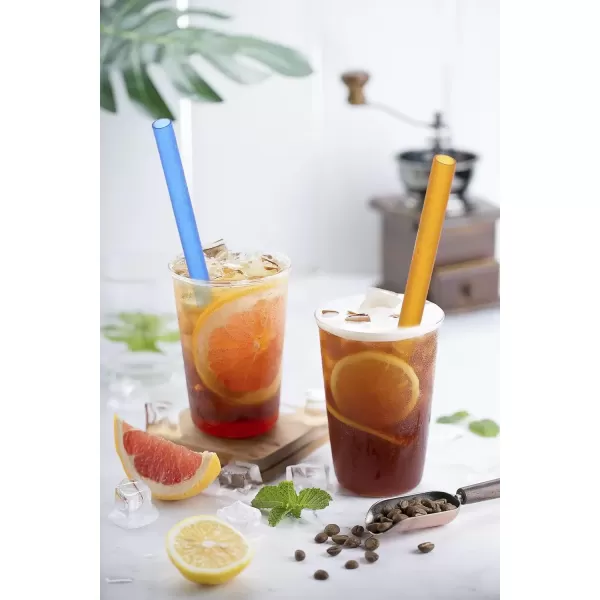 imageAngled Tips 12 Pcs Wide Reusable Bubble Tea Straws with 4 Brushes  Multi Colors Jumbo Smoothie Straws BPA FREE Plastic Straws for Bubble Tea Tapioca Pearls Milkshakes8 Colors