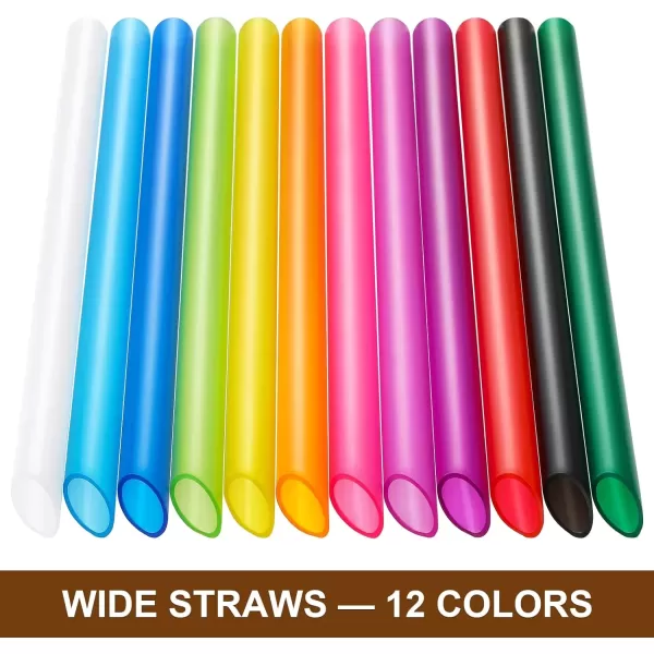 imageAngled Tips 12 Pcs Wide Reusable Bubble Tea Straws with 4 Brushes  Multi Colors Jumbo Smoothie Straws BPA FREE Plastic Straws for Bubble Tea Tapioca Pearls Milkshakes12 Colors