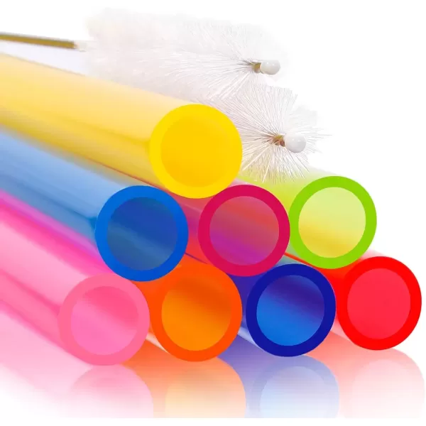 imageAngled Tips 12 Pcs Wide Reusable Bubble Tea Straws with 4 Brushes  Multi Colors Jumbo Smoothie Straws BPA FREE Plastic Straws for Bubble Tea Tapioca Pearls Milkshakes8 Colors