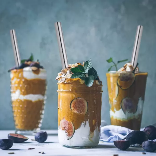 imageAngled Tips 2 Pcs Jumbo Reusable Bubble Tea Straws ampamp Smoothie Straws 05quot Wide Stainless Steel Straws Metal Straws for Bubble TeaTapioca Pearl MilkshakesSmoothies  1 Cleaning Brush ampamp 1 CaseSilver