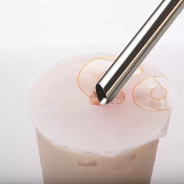 imageAngled Tips 2 Pcs Jumbo Reusable Bubble Tea Straws ampamp Smoothie Straws 05quot Wide Stainless Steel Straws Metal Straws for Bubble TeaTapioca Pearl MilkshakesSmoothies  1 Cleaning Brush ampamp 1 CaseSilver
