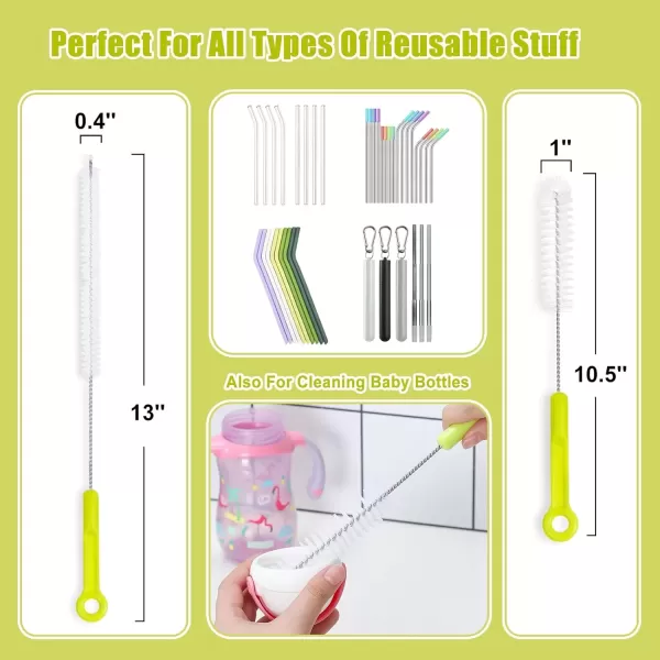 imageBottle Cleaning Brush Set  Long Handle Bottle Cleaner for Washing Narrow Neck Beer Bottles Sports Water Bottles with Straw Brush Kettle SpoutLid Cleaner BrushesGreen