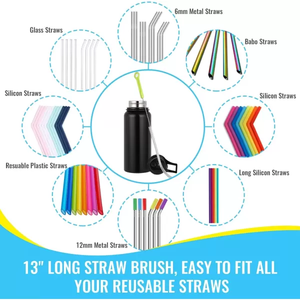 imageBottle Cleaning Brush Set  Long Handle Bottle Cleaner for Washing Narrow Neck Beer Bottles Sports Water Bottles with Straw Brush Kettle SpoutLid Cleaner BrushesGreen