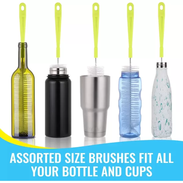 imageBottle Cleaning Brush Set  Long Handle Bottle Cleaner for Washing Narrow Neck Beer Bottles Sports Water Bottles with Straw Brush Kettle SpoutLid Cleaner BrushesGreen
