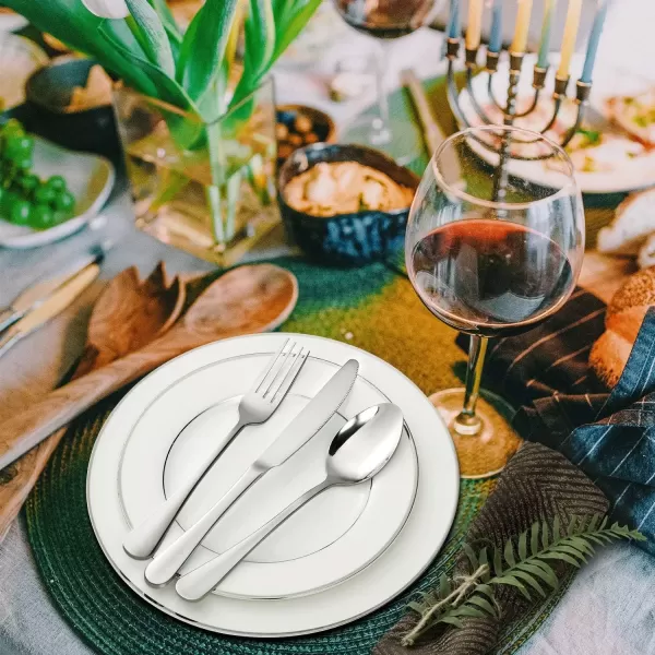 imageHIWARE 24Piece Forks Silverware Set FoodGrade Stainless Steel Dinner Forks Set Dishwasher Safe 8 Inches