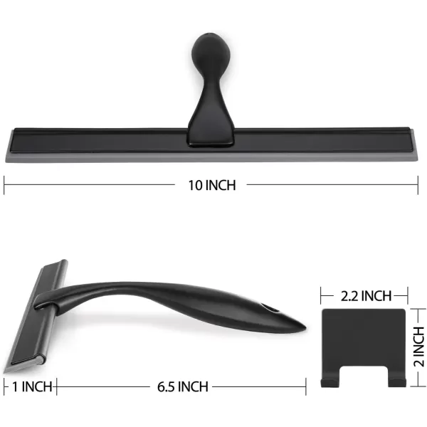 imageHIWARE AllPurpose Shower Squeegee for Shower Doors Bathroom Window and Car Glass  Stainless Steel 10 InchesBlack