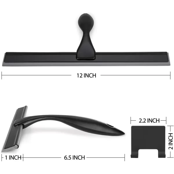 imageHIWARE AllPurpose Shower Squeegee for Shower Doors Bathroom Window and Car Glass  Stainless Steel 10 InchesBlack