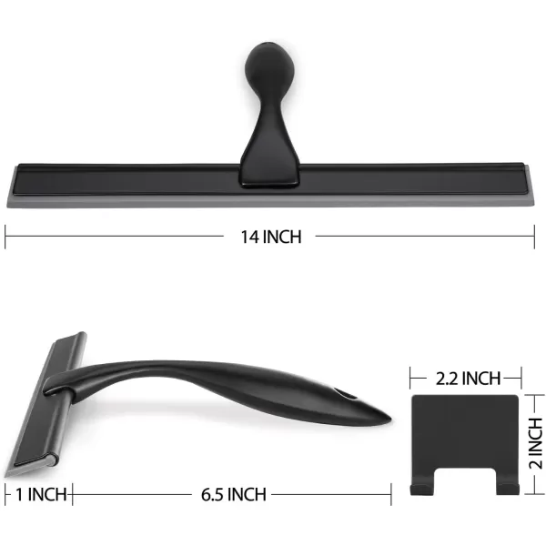 imageHIWARE AllPurpose Shower Squeegee for Shower Doors Bathroom Window and Car Glass  Stainless Steel 10 InchesBlack