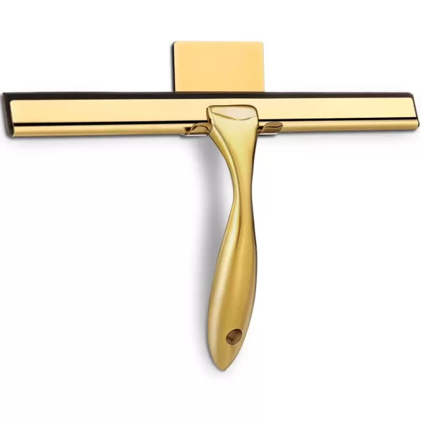 imageHIWARE AllPurpose Shower Squeegee for Shower Doors Bathroom Window and Car Glass  Stainless Steel 10 InchesBrass