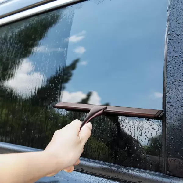imageHIWARE AllPurpose Shower Squeegee for Shower Doors Bathroom Window and Car Glass  Stainless Steel 10 InchesBronze