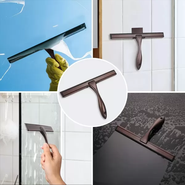 imageHIWARE AllPurpose Shower Squeegee for Shower Doors Bathroom Window and Car Glass  Stainless Steel 10 InchesBronze