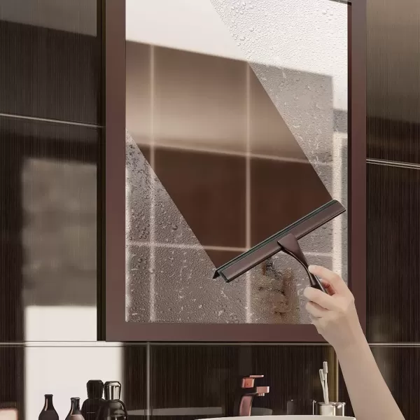 imageHIWARE AllPurpose Shower Squeegee for Shower Doors Bathroom Window and Car Glass  Stainless Steel 10 InchesBronze
