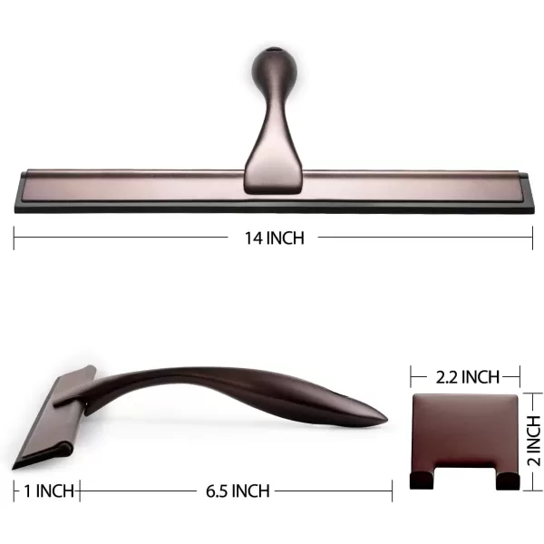 imageHIWARE AllPurpose Shower Squeegee for Shower Doors Bathroom Window and Car Glass  Stainless Steel 10 InchesBronze