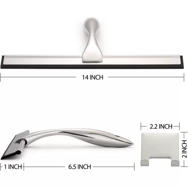 imageHIWARE AllPurpose Shower Squeegee for Shower Doors Bathroom Window and Car Glass  Stainless Steel 10 InchesSilver