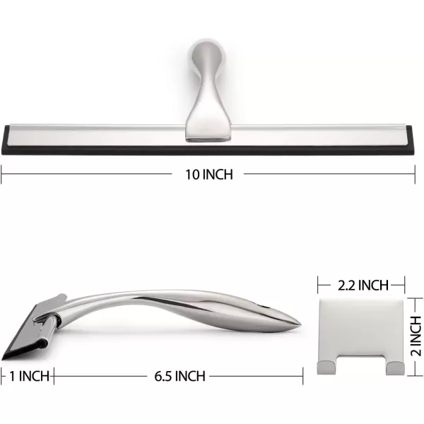 imageHIWARE AllPurpose Shower Squeegee for Shower Doors Bathroom Window and Car Glass  Stainless Steel 10 InchesSilver