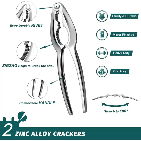 imageHIWARE Lobster Crackers and Picks Set 10Piece Crab Leg Cracker Tools  Stainless Steel Seafood Crackers ampamp Forks Nut Cracker Set  Dishwasher Safe