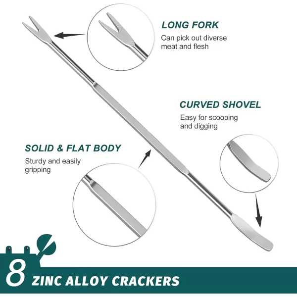 imageHIWARE Lobster Crackers and Picks Set 10Piece Crab Leg Cracker Tools  Stainless Steel Seafood Crackers ampamp Forks Nut Cracker Set  Dishwasher Safe