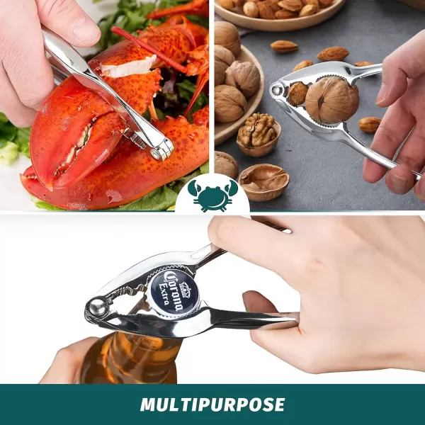 imageHIWARE Lobster Crackers and Picks Set 10Piece Crab Leg Cracker Tools  Stainless Steel Seafood Crackers ampamp Forks Nut Cracker Set  Dishwasher Safe