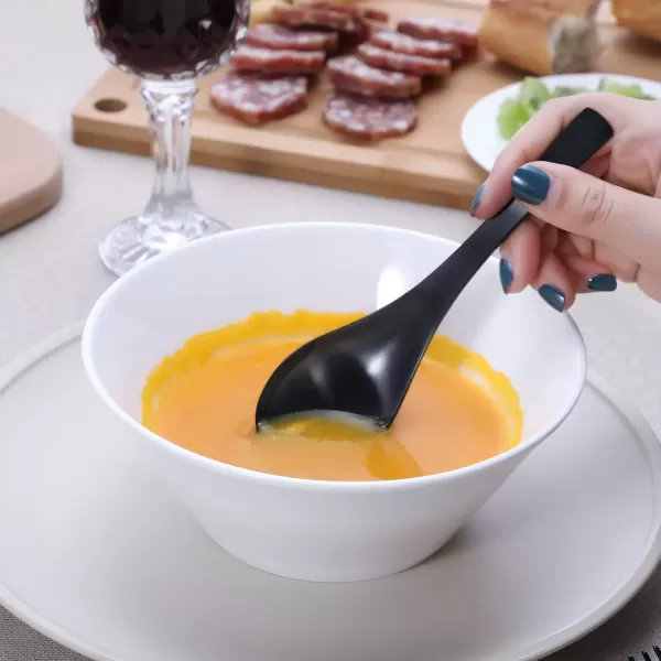 imageHIWARE Thick Heavyweight Soup Spoons High Grade Stainless Steel Soup Spoons Table Spoons Set of 6Black