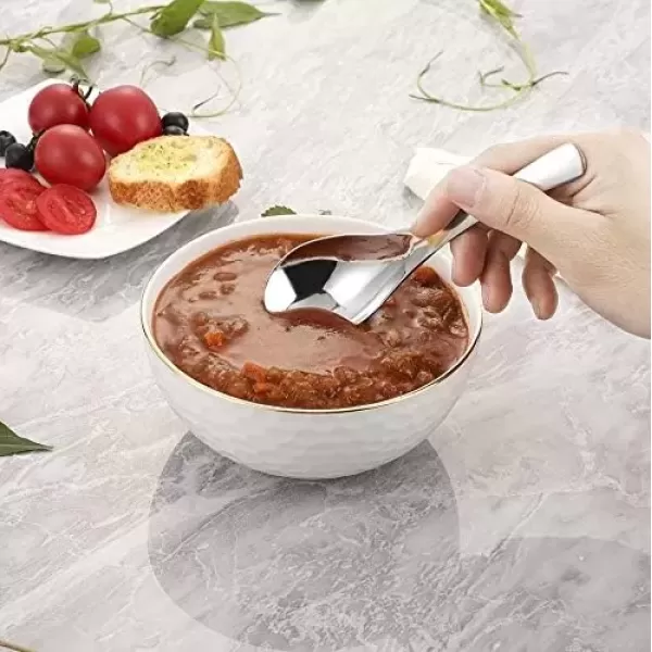 imageHIWARE Thick Heavyweight Soup Spoons High Grade Stainless Steel Soup Spoons Table Spoons Set of 6Silver
