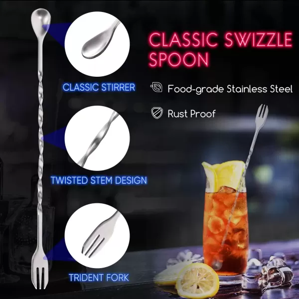 imageHiware 10 Inch Stainless Steel Cocktail Muddler and Mixing Spoon Home Bar Tool Set  Create Delicious Mojitos and Other Fruit Based Drinks