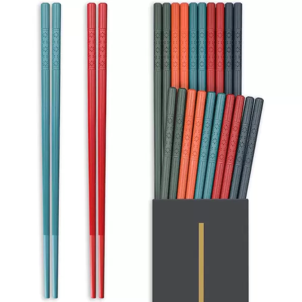 imageHiware 10 Pairs Reusable Chopsticks Dishwasher Safe NonSlip Chop Sticks Set Japanese Style 95 Inch