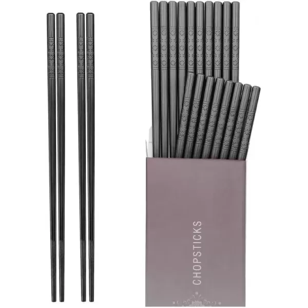 imageHiware 10Pair Reusable Fiberglass Chopsticks NonSlip Chop Sticks Set Japanese Style Dishwasher Safe 95InchBlack