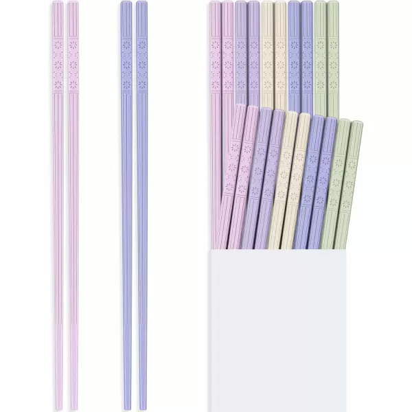 imageHiware 10Pair Reusable Fiberglass Chopsticks NonSlip Chop Sticks Set Japanese Style Dishwasher Safe 95InchMulticolor